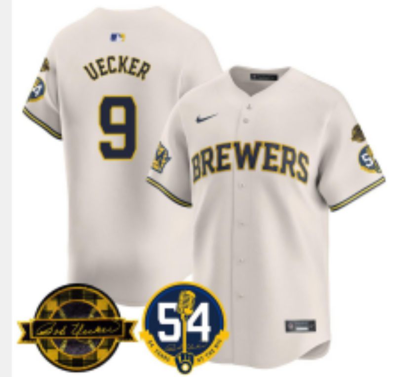 Men Milwaukee Brewers #9 Uecker Cream Nike MLB 2025 Jersey 01